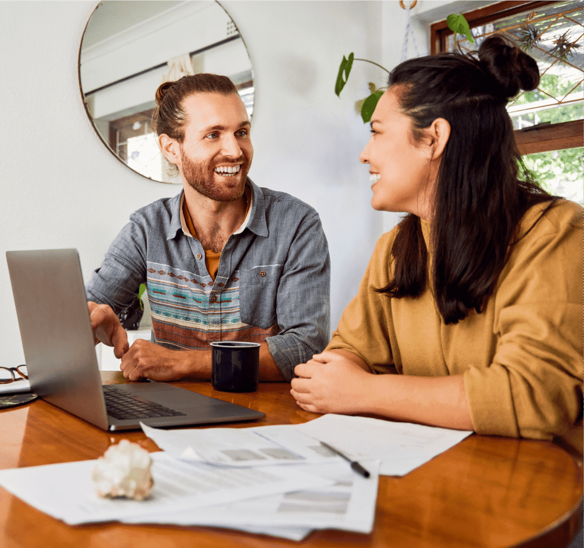 Two people working at a table
